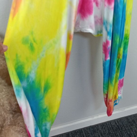 Women Multi Colorful Tie-Dye Jumpsuit sz M Boho Hippie - Picture 7 of 11